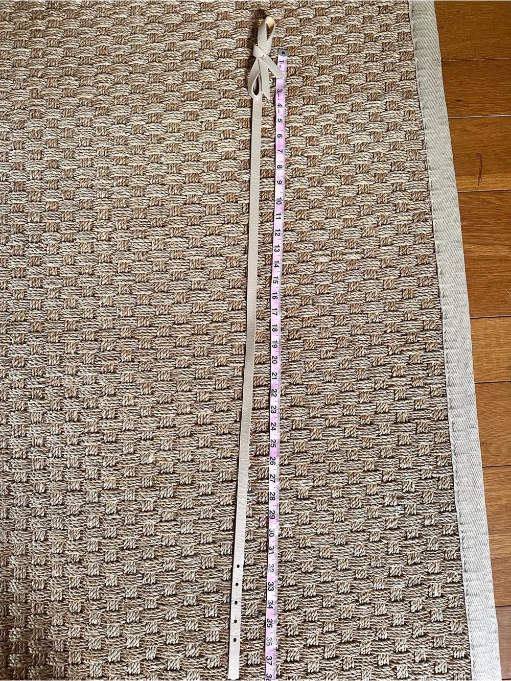 Anthropologie Neutral Beige Leather Bow Belt